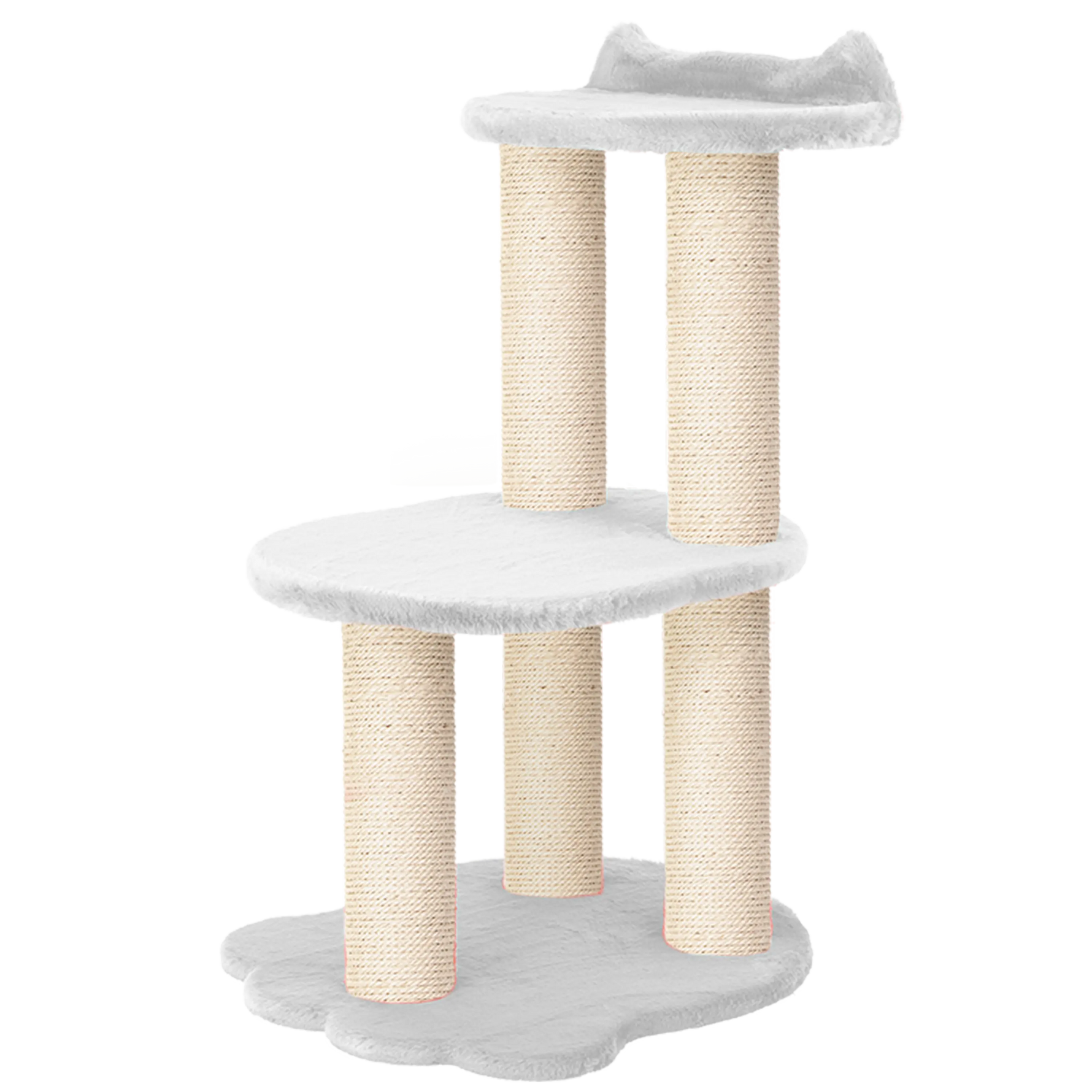 Relaxation - 2-Level Cat Tree - White Faux Fur Noba Animal Co.