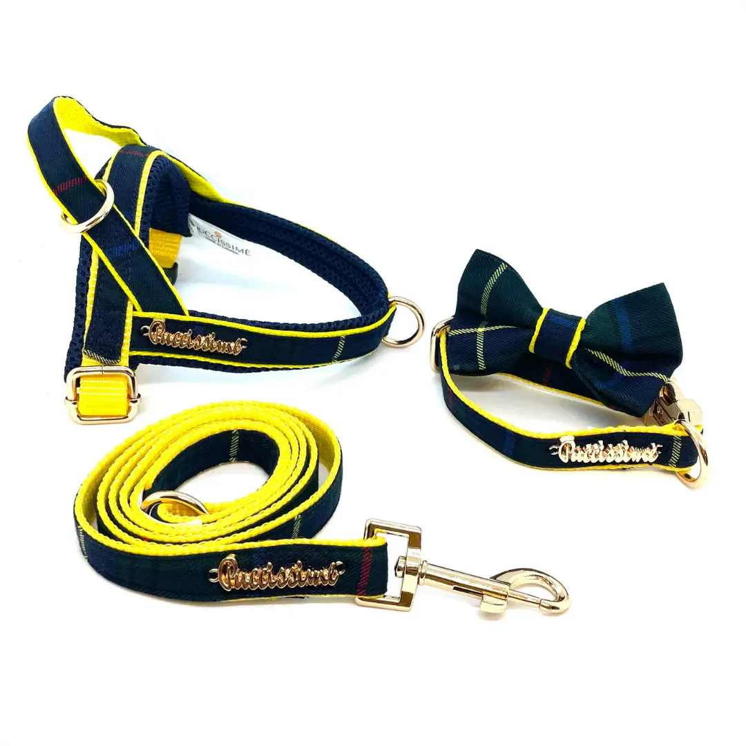 Scotland tartan leash with hands-free extension Puccissimé Pet Couture