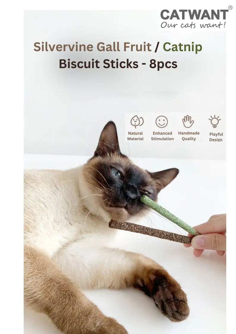 Silvervine Gall Fruit / Catnip Biscuit Sticks - 8pcs CATWANT