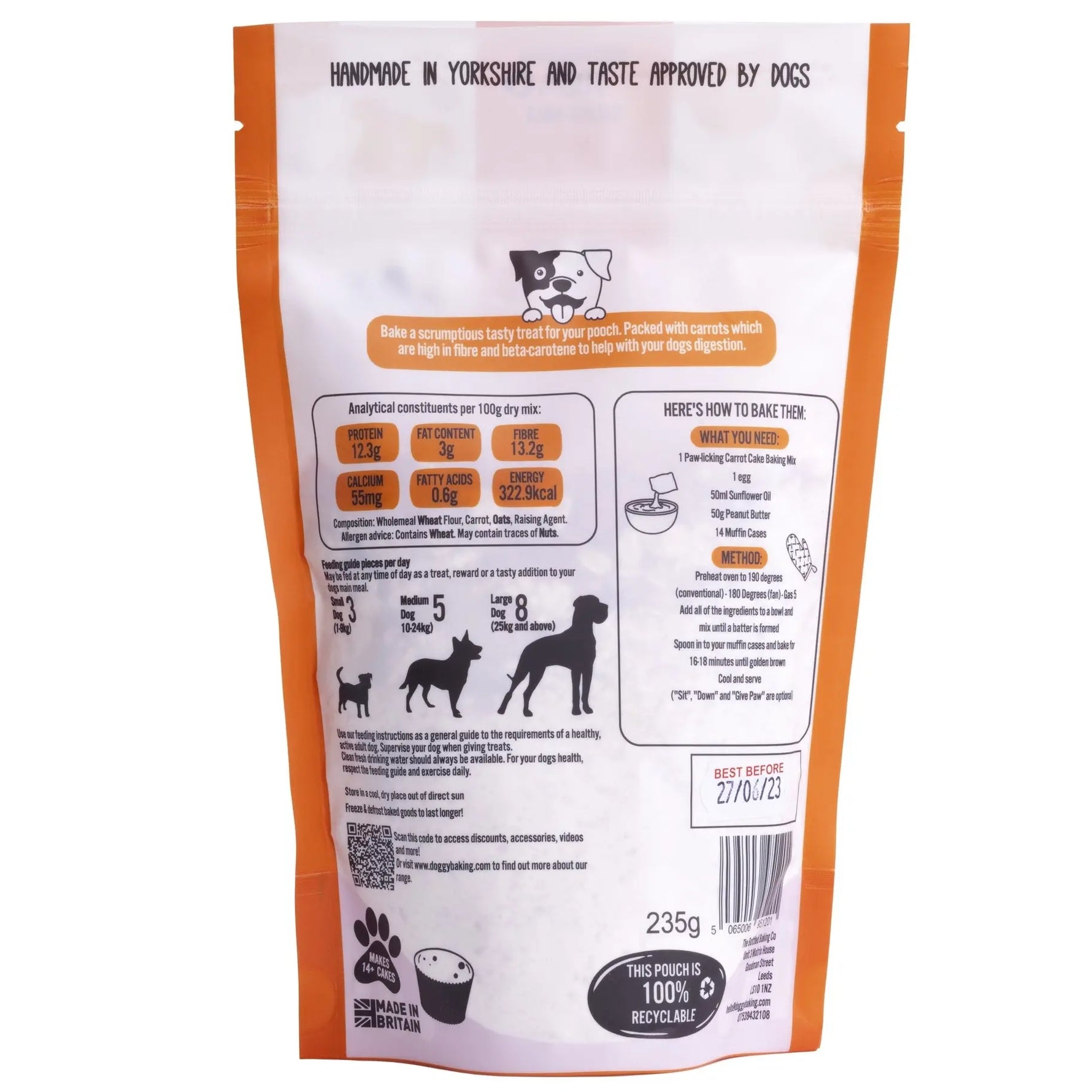 The Doggy Baking Co -  Carrot Cake Pet - Dog Treat Baking Pouch The Doggy Baking Co.