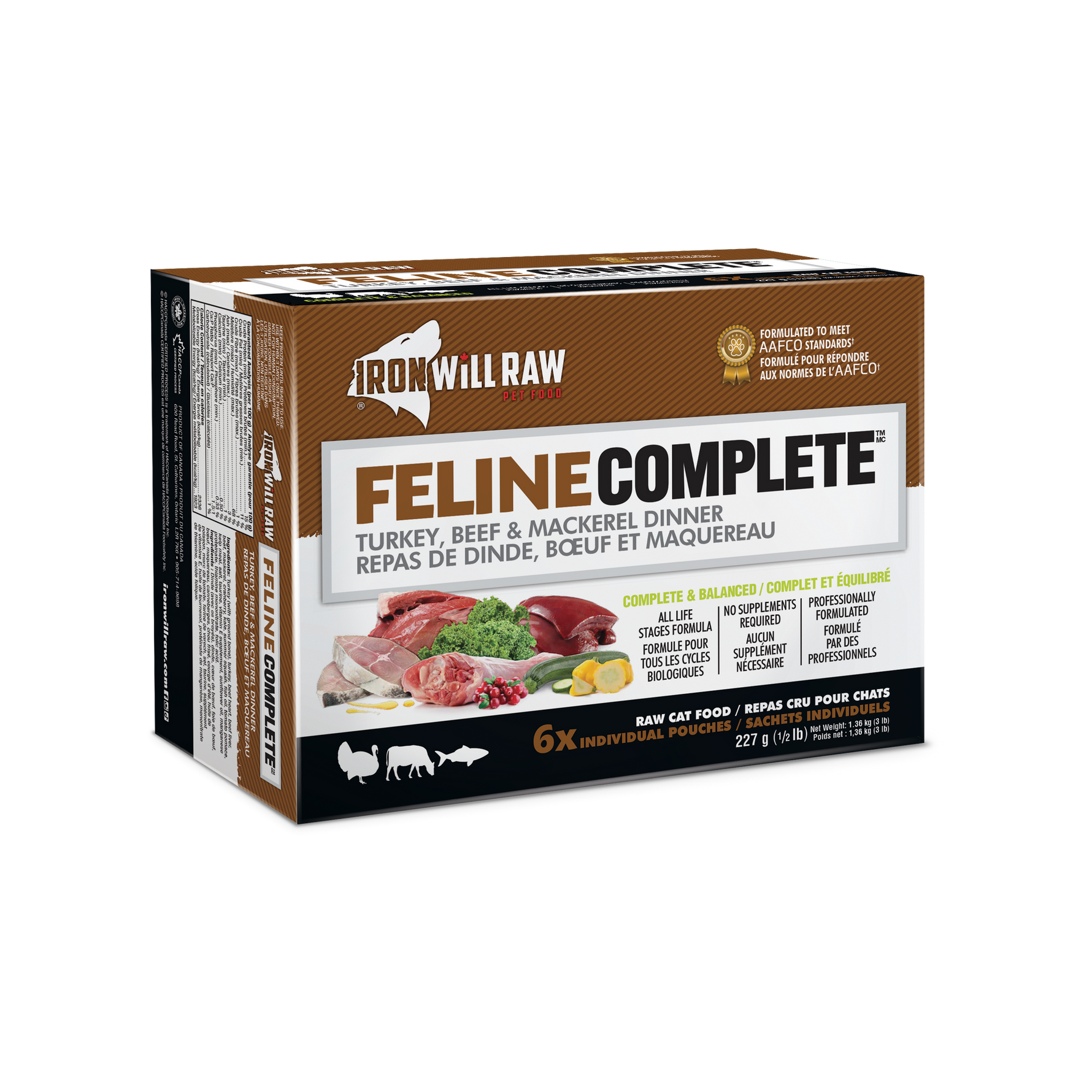 IRON WILL RAW - Feline Complete - Turkey, Beef & Mackerel - Raw Cat Food IRON WILL RAW