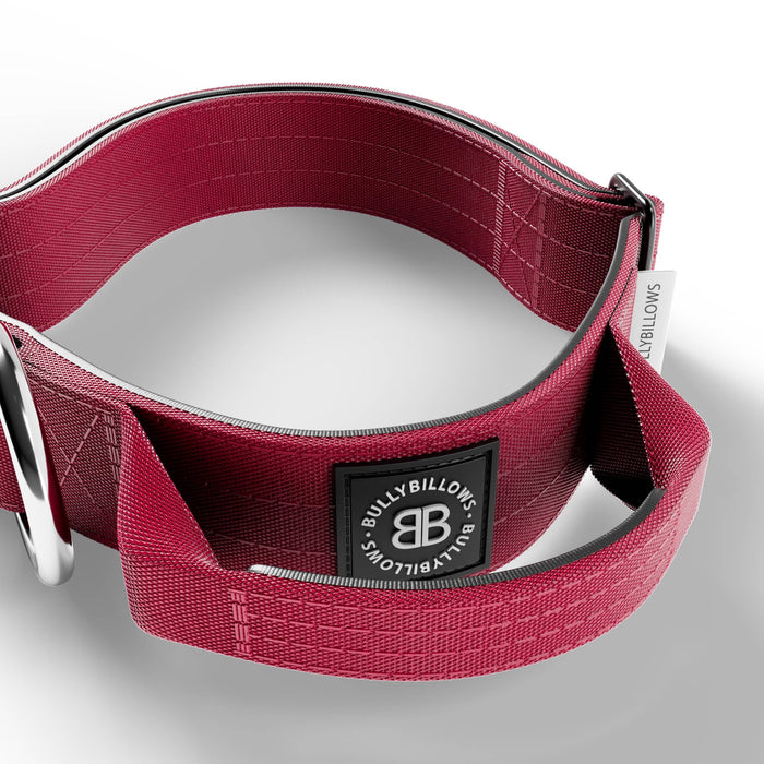 BullyBillows - 4CM COMBAT® COLLAR | WITH HANDLE & RATED CLIP - Burgundy BullyBillows