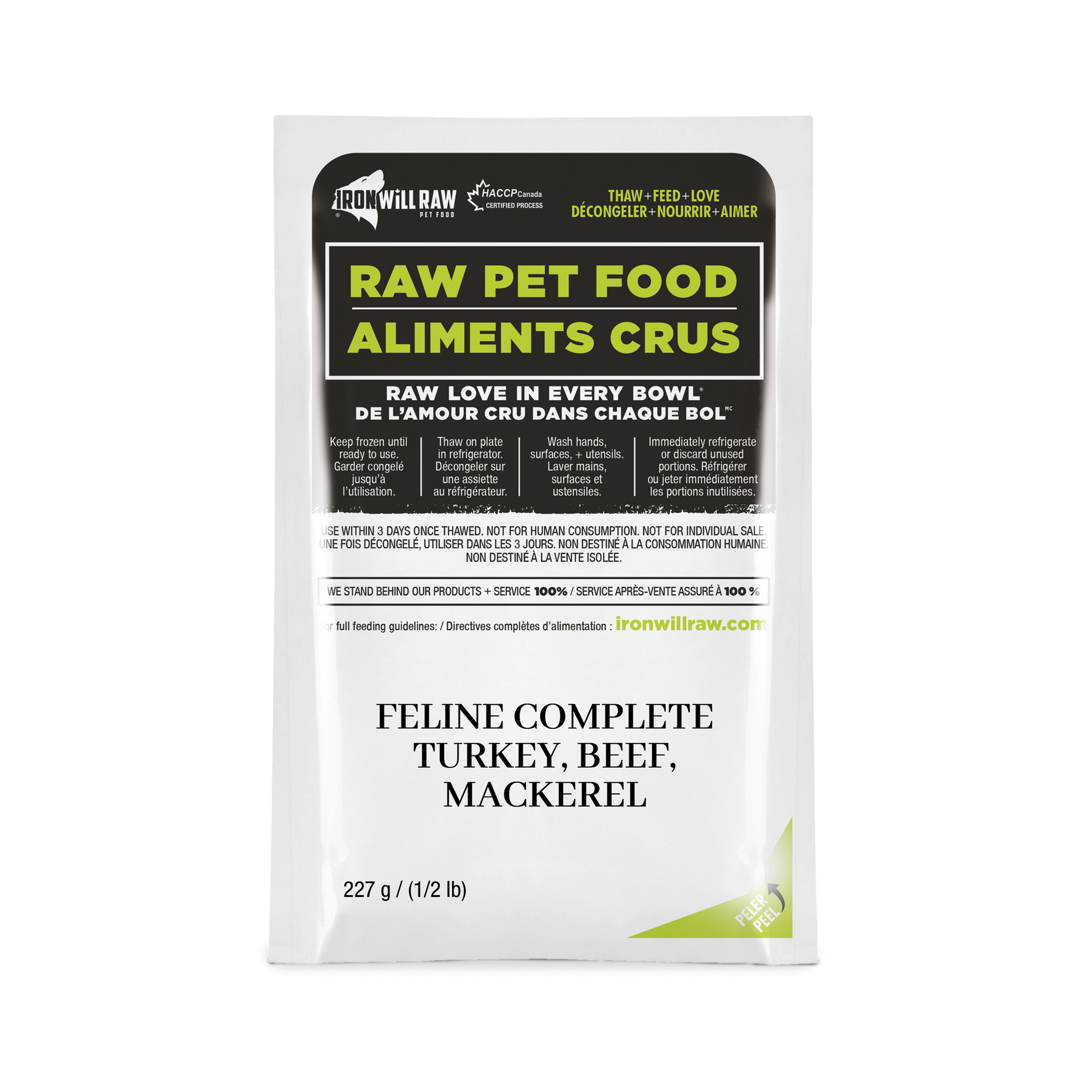 IRON WILL RAW - Feline Complete - Turkey, Beef & Mackerel - Raw Cat Food IRON WILL RAW