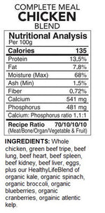 BACK2RAW - COMPLETE CHICKEN BLEND - 4LB BOX  - Raw for Dogs BACK2RAW