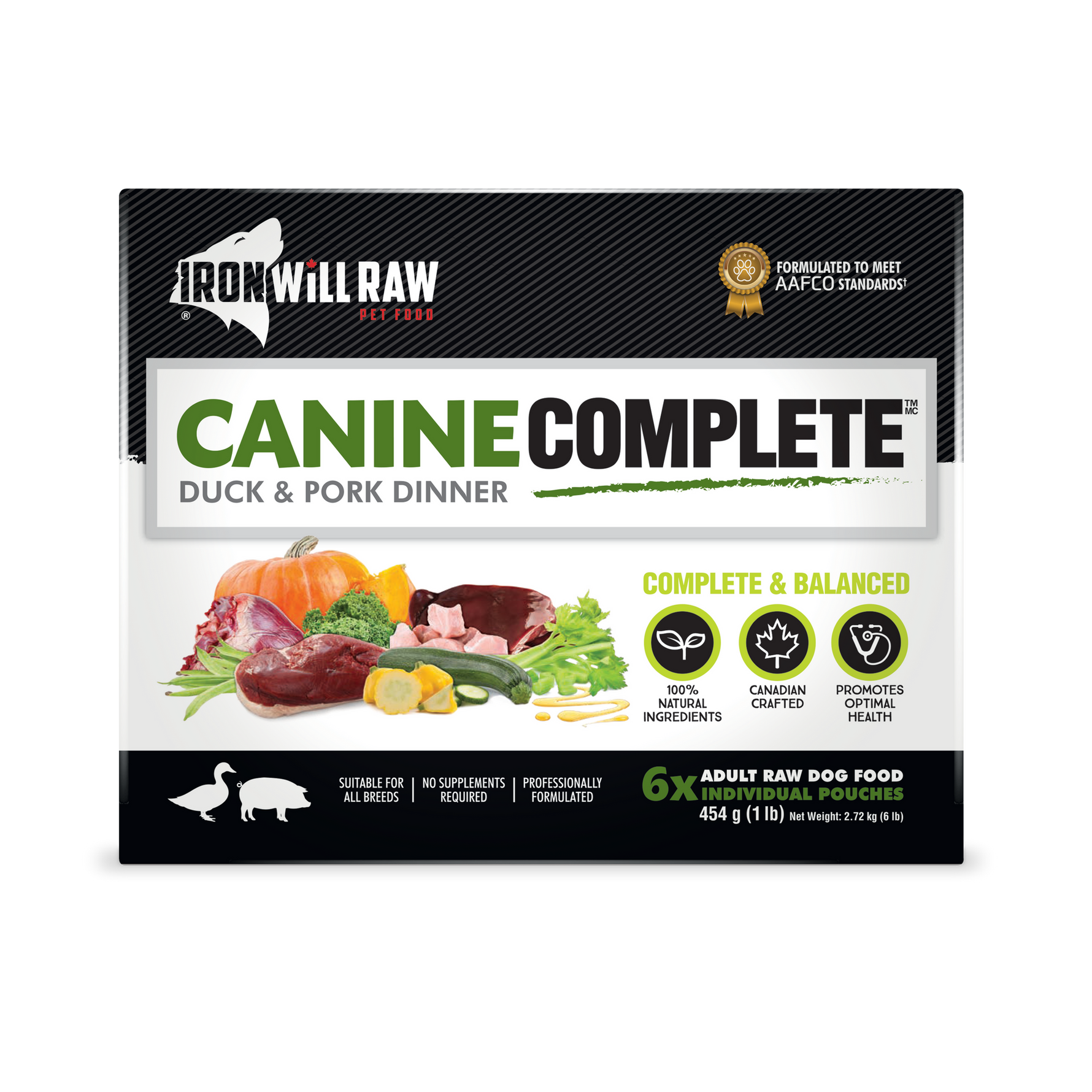 IRON WILL RAW - Duck & Pork Dinner Flat 6Lb - Raw Dog Food IRON WILL RAW