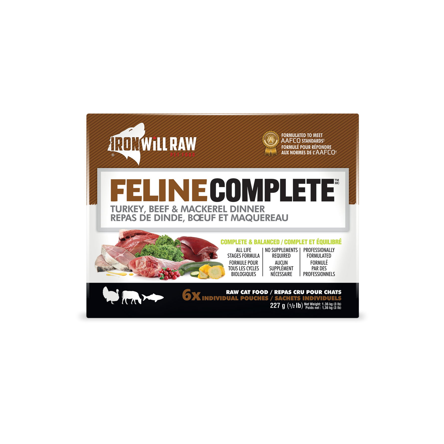 IRON WILL RAW - Feline Complete - Turkey, Beef & Mackerel - Raw Cat Food IRON WILL RAW