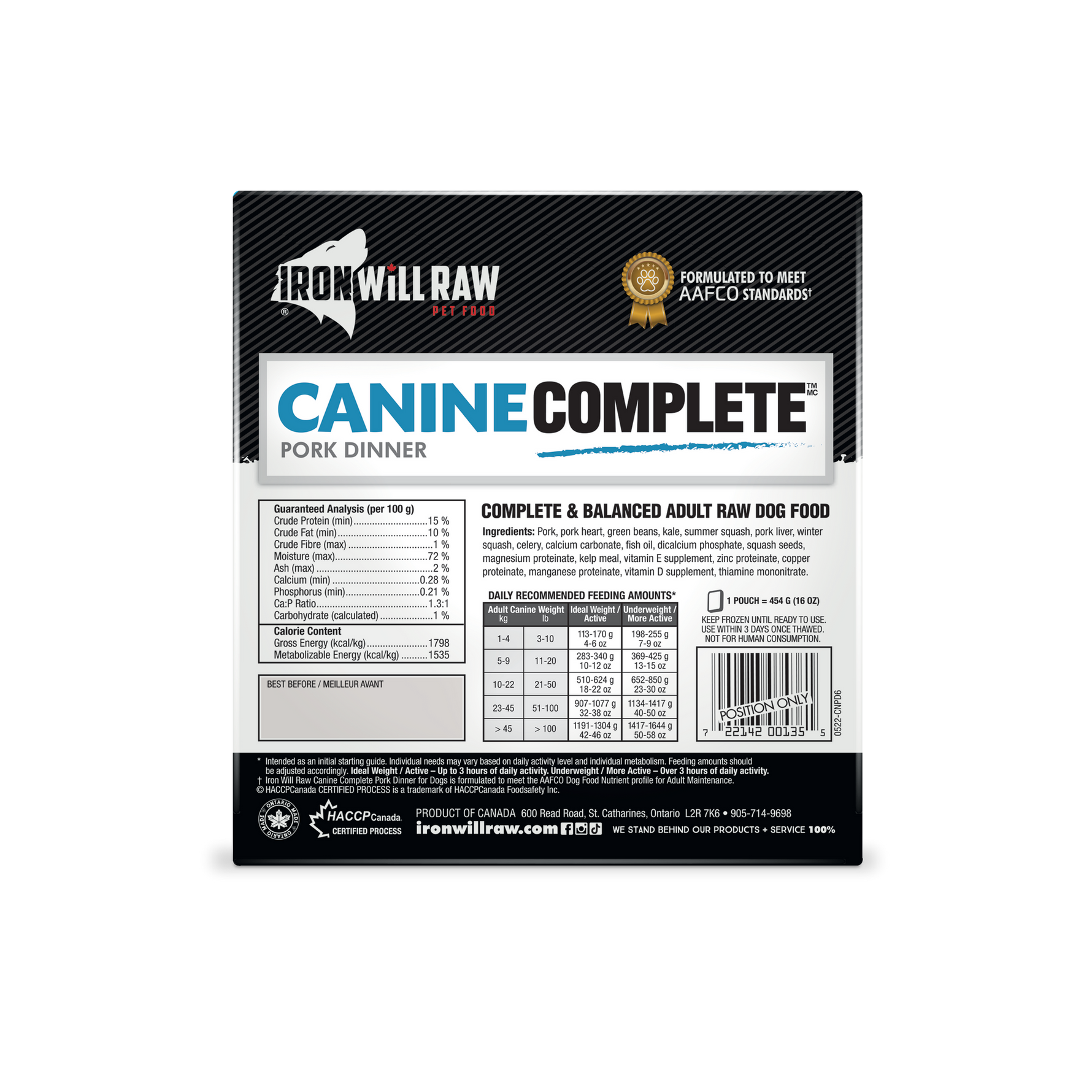 IRON WILL RAW - Pork Dinner Flat 6Lb - Raw Dog Food IRON WILL RAW