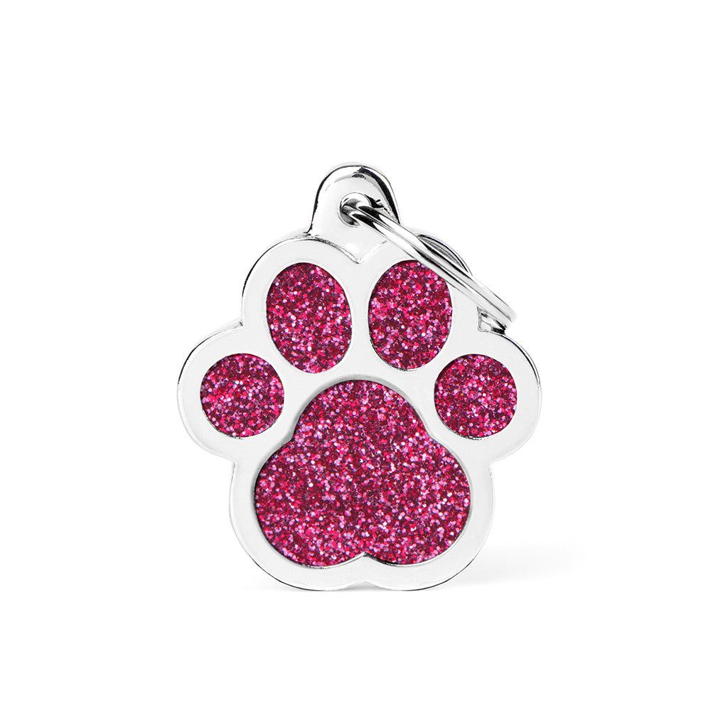 MyFamily Engraving Pet Tag - GLITTER BIG PAW - BIG PAW GLITTER PINK MyFamily