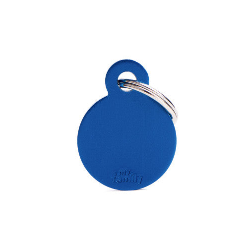 MyFamily Engraving Pet Tag - BASIC ALUMINUM BIG ROUND - ALL COLOURS - BASIC ALUMINUM BIG ROUND BLUE MyFamily