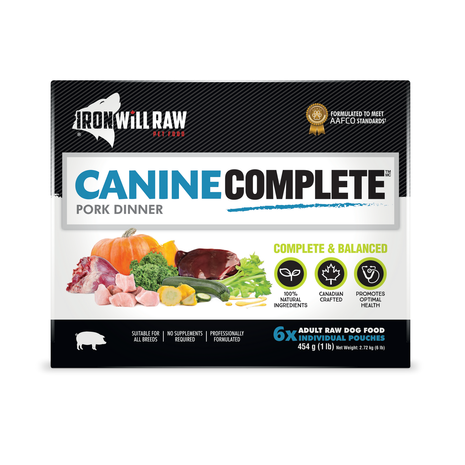 IRON WILL RAW - Pork Dinner Flat 6Lb - Raw Dog Food IRON WILL RAW