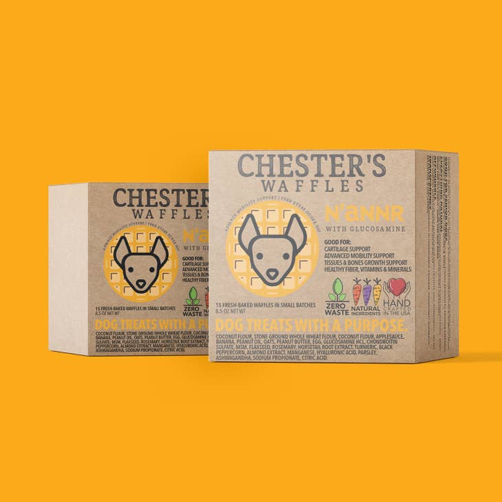 Chester's  dog treats - Banana Nut  - Waffles for dogs Chester treats