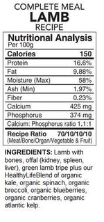 BACK2RAW - COMPLETE LAMB RECIPE - 4LB BOX  - Raw for Dogs BACK2RAW