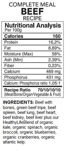 BACK2RAW - COMPLETE BEEF RECIPE  - 4LB BOX  - Raw for Dogs BACK2RAW