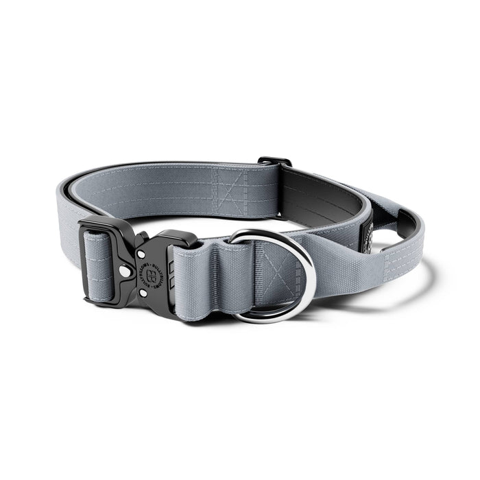 BullyBillows - 4CM COMBAT® COLLAR | RATED CLIP - WITH HANDLE - Metal Grey BullyBillows