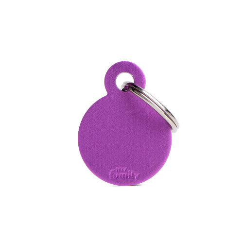 MyFamily Engraving Pet Tag - BASIC ALUMINUM SMALL ROUND PURPLE MyFamily