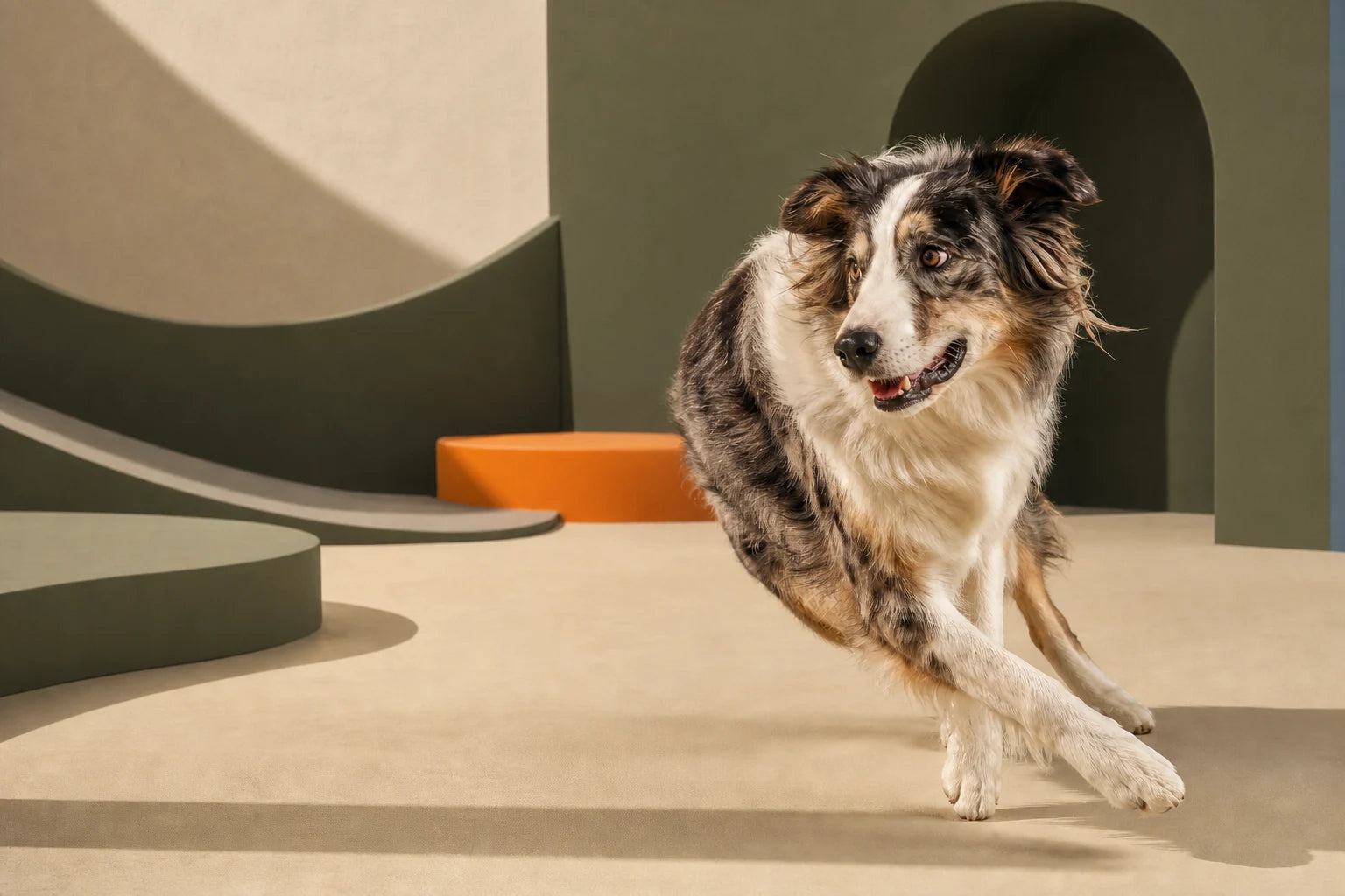 A dog with PAWMART supplies